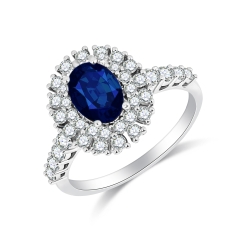 Prsteň z bieleho zlata s kameňmi DIAMANT, ZAFÍR