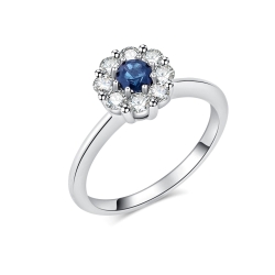 Prsteň z bieleho zlata s kameňmi DIAMANT, ZAFÍR