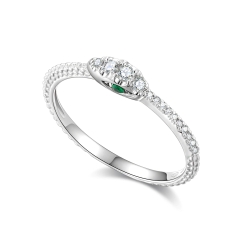 Prsteň z bieleho zlata s kameňmi DIAMANT, Smaragd