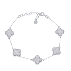 Náramok zo striebra s kameňmi ENAMEL- BIELY