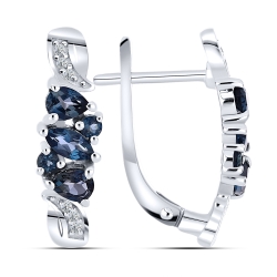 Náušnice zo striebra s kameňmi TOPÁS- LONDON BLUE, SYN ZIRKÓN 5A- BIELY