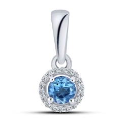 Prívesok zo striebra s kameňmi Topás SWISS BLUE, SYN ZIRKÓN 5A- BIELY