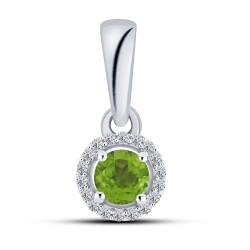 Prívesok zo striebra s kameňmi PERIDOT, SYN ZIRKÓN 5A- BIELY