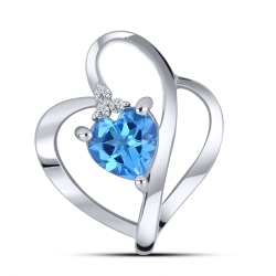 Prívesok zo striebra s kameňmi Topás SWISS BLUE, SYN ZIRKÓN 5A- BIELY