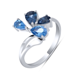 Prsteň zo striebra s kameňmi TOPÁS- LONDON BLUE, Topás SWISS BLUE