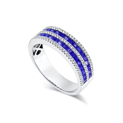 Prsteň z bieleho zlata s kameňmi DIAMANT, ZAFÍR