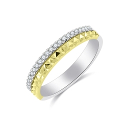 Prsteň z bieleho a žltého zlata s kameňmi DIAMANT