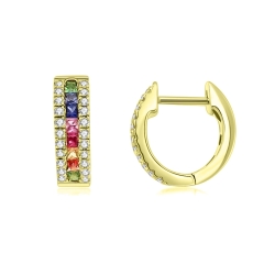 Náušnice zo žltého zlata s kameňmi DIAMANT, FANCY ZAFÍR
