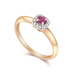 Prsteň z ružového zlata s kameňmi DIAMANT, RUBÍN