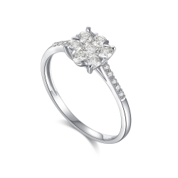 Prsteň z bieleho zlata s kameňmi DIAMANT