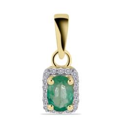 Prívesok zo žltého zlata s kameňmi DIAMANT, Smaragd