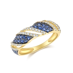 Prsteň zo žltého zlata s kameňmi DIAMANT, ZAFÍR