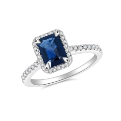 Prsteň z bieleho zlata s kameňmi DIAMANT, ZAFÍR