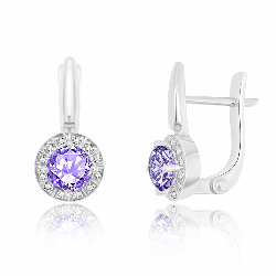 Náušnice z bieleho zlata s kameňmi TANZANIT, DIAMANT